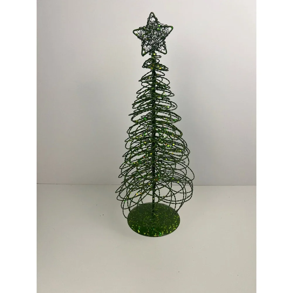 Pier One Glitter‎ Wire Christmas Tree Star Topper Festive Holiday Decor Green